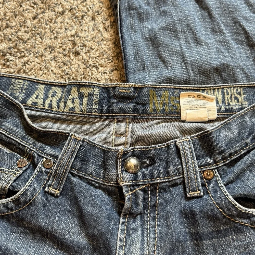 Ariat Jeans M5 Low Rise Straight Leg Fit Buffalo Nickle Men's 34x32 Whiskers Y2K